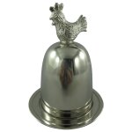 Eierhalter Hahn Aluminium vernickelt H 16x12 cm