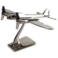 Aluminium Figur Skulptur Flugzeug vernickelt L 19x23 cm