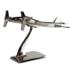 Aluminium Figur Skulptur Flugzeug vernickelt L 19x23 cm