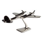 Aluminium Figur Skulptur Flugzeug vernickelt L 19x23 cm