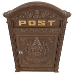 Aluminium Wandbriefkasten eckig rustikal braun H 45 cm