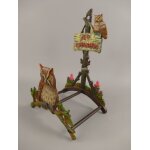 Schlauchhalter Gusseisen Eule Uhu farbig Garten