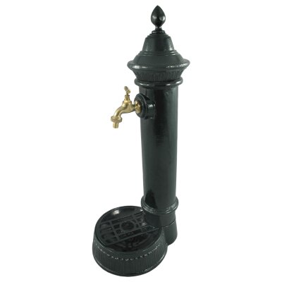 Aluminium Wassersäule Zapfsäule Rund grün Messing-Hahn H 75 cm