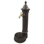 Zapfsäule Rund Alu. rustikal braun Messing Hahn H 75 cm