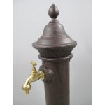 Zapfsäule Rund Alu. rustikal braun Messing Hahn H 75 cm