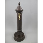 Zapfsäule Rund Alu. rustikal braun Messing Hahn H 75 cm
