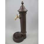Zapfsäule Rund Alu. rustikal braun Messing Hahn H 75 cm