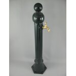 Zapfsäule Rund Alu. grün Messing Hahn H 97x23 cm