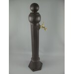 Zapfsäule Rund Aluminium rustikal braun Messing Hahn H 97x23 cm