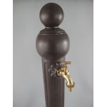 Zapfsäule Rund Aluminium rustikal braun Messing Hahn H 97x23 cm