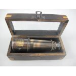 Fernrohr Fernglas Messing brüniert Holz Box L 16x7cm