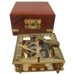 Peilkompass Messing Holzbox 10x10cm