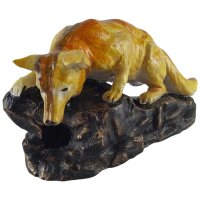 Figur Skulptur Gusseisen Fuchs auf Felsen anschleichend L...