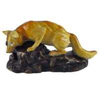 Figur Skulptur Gusseisen Fuchs auf Felsen anschleichend L...
