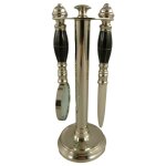 Leselupe Handlupe Vergrößerungsglas/Brieföffner auf Ständer Set vernickelt H 19 cm