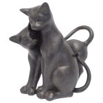 Figurengruppe Kunstharz Zwei kuschelnde Katzen