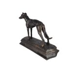 Figur Skulptur Gusseisen Bronzelook Windhund Gusseisensockel L 23,3 cm