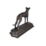 Figur Skulptur Gusseisen Bronzelook Windhund Gusseisensockel L 23,3 cm