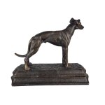 Figur Skulptur Gusseisen Bronzelook Windhund Gusseisensockel L 23,3 cm