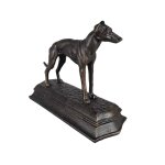 Figur Skulptur Gusseisen Bronzelook Windhund Gusseisensockel L 23,3 cm