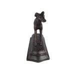 Figur Skulptur Gusseisen Bronzelook Windhund Gusseisensockel L 23,3 cm
