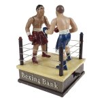 Spardose Geldbank Skulptur Gusseisen 2 Boxer Boxring Boxen mechanisch