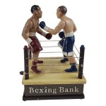 Spardose Geldbank Skulptur Gusseisen 2 Boxer Boxring Boxen mechanisch