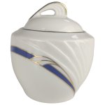 Zuckerdose Winterling Röslau Relief Blau Golddekor