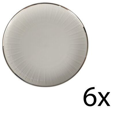 6er Set Kuchenteller Hutschenreuther Unbestimmte Formen Relief Platinrand Mehrfarbig gebraucht - sehr gut
