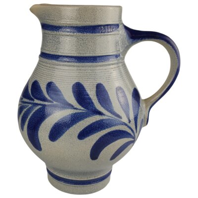 Henkelkrug Krug Weinkrug 2 L Westerwälder Salzglasur Floralmotiv Kobaltblau