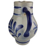 Henkelkrug Krug Weinkrug 2 L Westerwälder Salzglasur Floralmotiv Kobaltblau