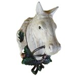 Handtuchhalter Handtuchring weißer Pferdekopf Figur Skulptur H 30 cm Gusseisen