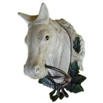 Handtuchhalter Handtuchring weißer Pferdekopf Figur Skulptur H 30 cm Gusseisen