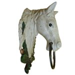 Handtuchhalter Handtuchring weißer Pferdekopf Figur Skulptur H 30 cm Gusseisen