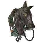 Handtuchhalter Handtuchring brauner Pferdekopf Figur Skulptur Motiv Gusseisen