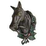 Handtuchhalter Handtuchring brauner Pferdekopf Figur Skulptur Motiv Gusseisen