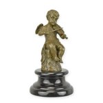 Bronzeskulptur Bronzefigur Putto mit Violine