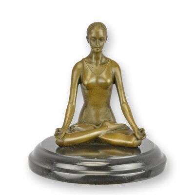 Bronzeskulptur Bronzefigur Meditierende Frau
