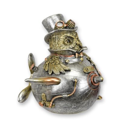 Figur Harz Steampunk Eule im Flugzeug
