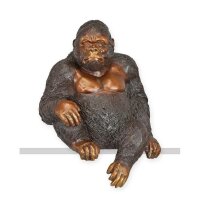 Bronzeskulptur Bronzefigur Sitzender Gorilla