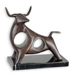 Bronzeskulptur Bronzefigur Modernistisch Stier