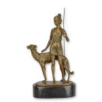 Bronzeskulptur Bronzefigur Diana mit Hund