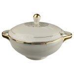 Suppenterrine 2,6 L Schaller Elfenbein Relief Golddekor...