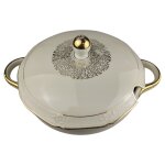 Suppenterrine 2,6 L Schaller Elfenbein Relief Golddekor...