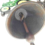 Wandglocke Türglocke Türklopfer Figürchen Gusseisen Grün-Gelber Traktor