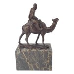 Bronzeskulptur Bronzefigur Kamel und Reiter