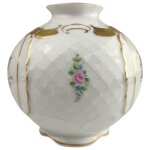 Kugelvase 12 cm Lindner Blumendekor Goldrand gebraucht -...