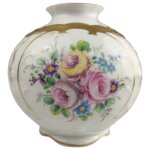 Kugelvase 12 cm Lindner Blumendekor Goldrand gebraucht - sehr gut