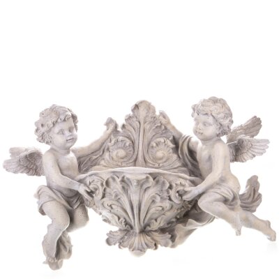 Wandkonsole Gefäß mit Engeln handbemalte Polyresinfigur