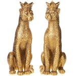 Polyresinfigur Kerzenständer Set/2 Leoparden